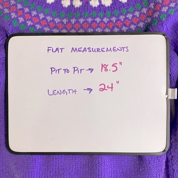 Hand Knit Purple Fair Isle Mock Neck Sweater M - Picture 6 of 11